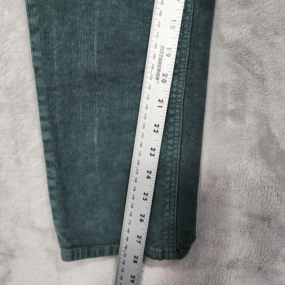 American Eagle Jeans Womens 2‎ Green Stretch Corduroy High Rise Mom Straight Leg